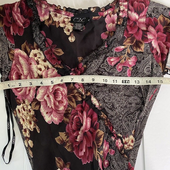 CDC Rampage Jr Sz 4 Fit & Flare Midi Dress Pink Floral Flutter Sleeve V Neck - Picture 8 of 11